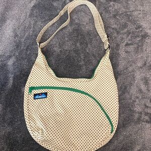 KAVU Tan and Green Polka Dot Hobo Bag